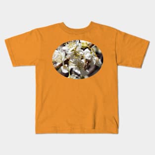 Honey Bee in Plum Tree Blossom Kids T-Shirt